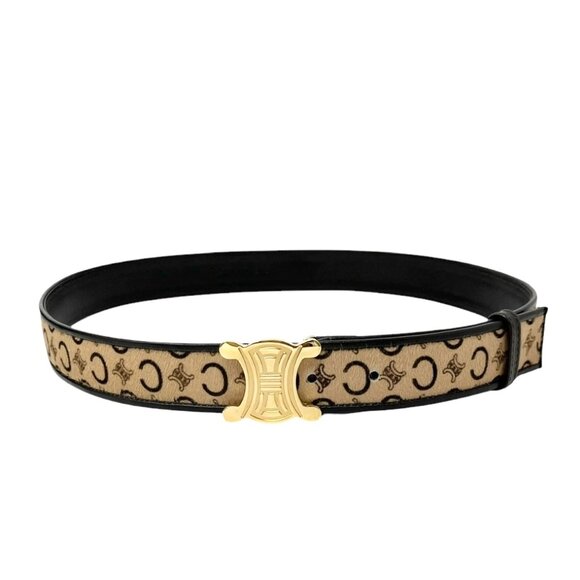 CELINE Vintage Macadam Logo Belt #32/80 Fashion Accessory Brown Gold [104586] main image 8